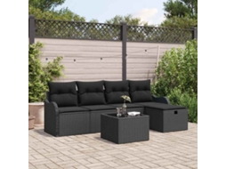 Vidaxl Conjunto De Sofá De Jardim 6 Unid. 4-número De Lugares Preto