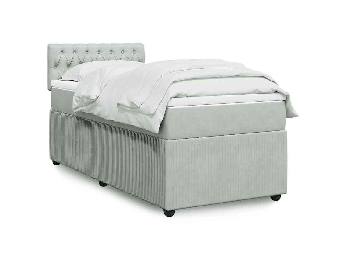 Vidaxl Cama Com Molas/colchão 80x200 Cm Veludo Cinza-claro