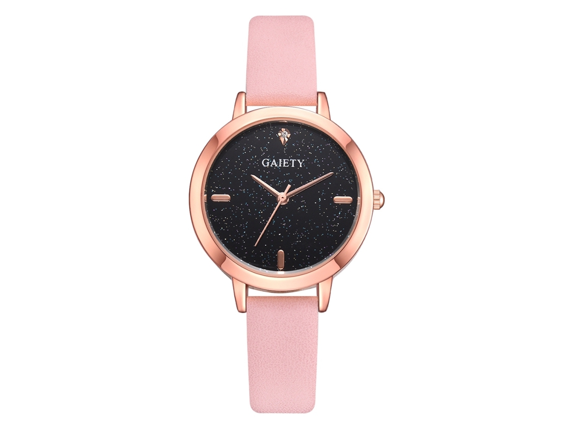 Relógio de Pulso Feminino Casual Gaiety de Quartzo com Pulseira Pu Rosa