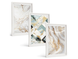 Conjunto De Pinturas Padrões Elegantes De Mármore Espelharte (3 Peças 40x60 Cm)