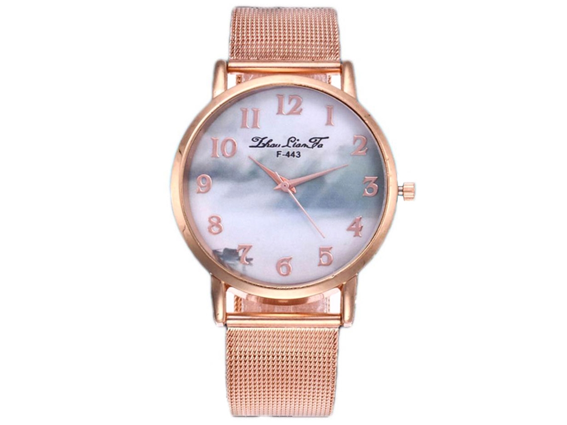 Reloj De Pulsera Pareja Zhoulianfa Caja De Aleación Movimiento De Cuarzo Dial Redondo F-443-w