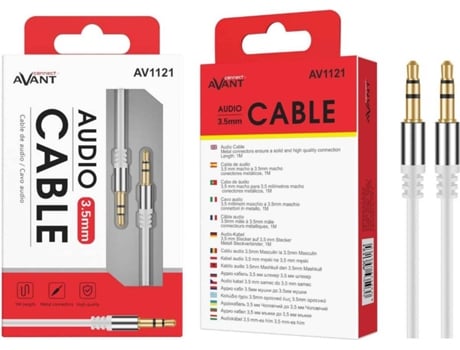 Cabo de Audio Jack 3.5 mm AVANT CONNECT AV1121B (1m - Branco)