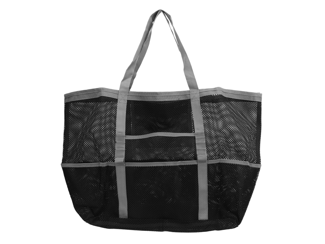 Bolsa De Praia Nylon Plegável De Ombro Multifuncional Com Malha E Bolsos Para Viagem Camping Cinza