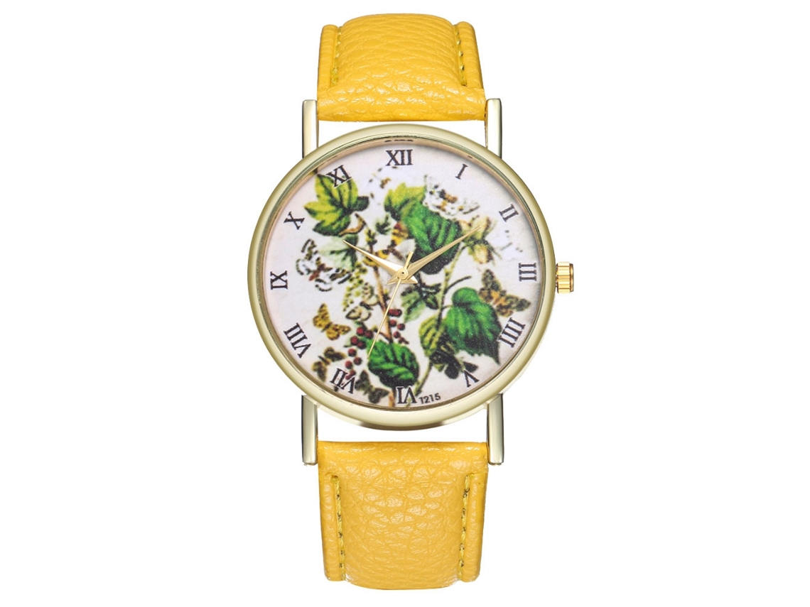 Reloj De Pulsera Analógico De Dial Redondo De Cuarzo Moda (amarillo)