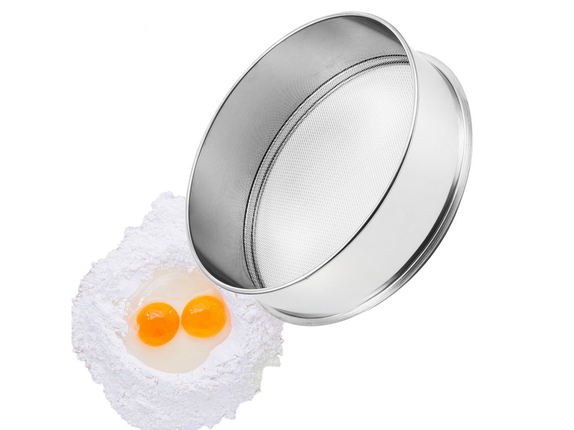 Peneira Em Aço Inox Sus304 Ø320mm Com Malha Grossa De 12 Para Uso Alimentar Tekmaquinas