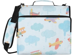 Pasta colorida com 3 argolas, altura ajustável e design evasê, fácil de transportar e organizar documentos para a escola.