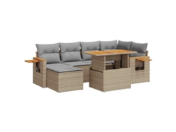 Conjunto de 7 Sofás Jardim com Almofadões Vime Pe/acácia Bege MAISON EXCLUSIVE (7 pcs)