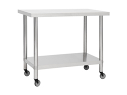 Vidaxl Mesa De Trabalho De Cozinha Com Rodas Aço Inoxidável 80x60x85cm
