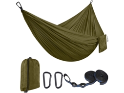 Rede Portátil Para Camping, Tapete De Balanço De Nylon 210d Para Jardim Aquaforge (verde Exército/270x140 Cm)