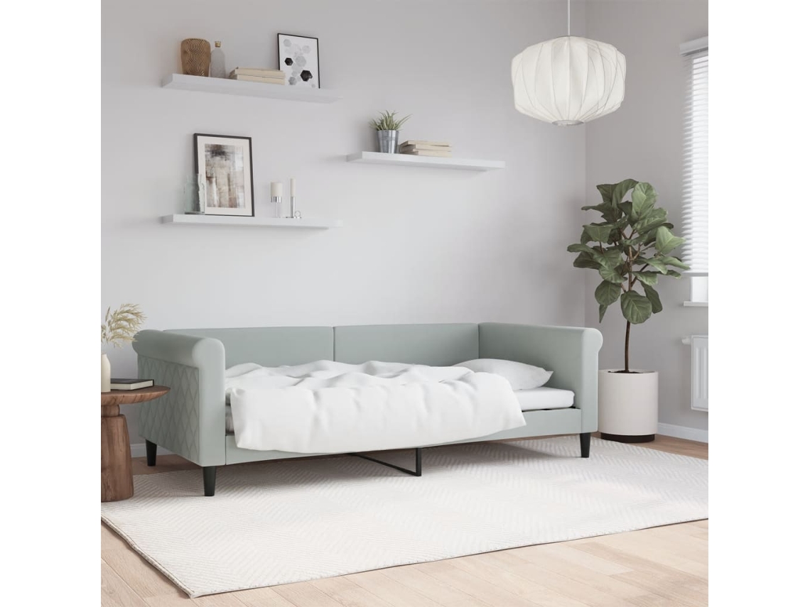 Vidaxl Sofá-cama 90x190 Cm Veludo Cinzento-claro