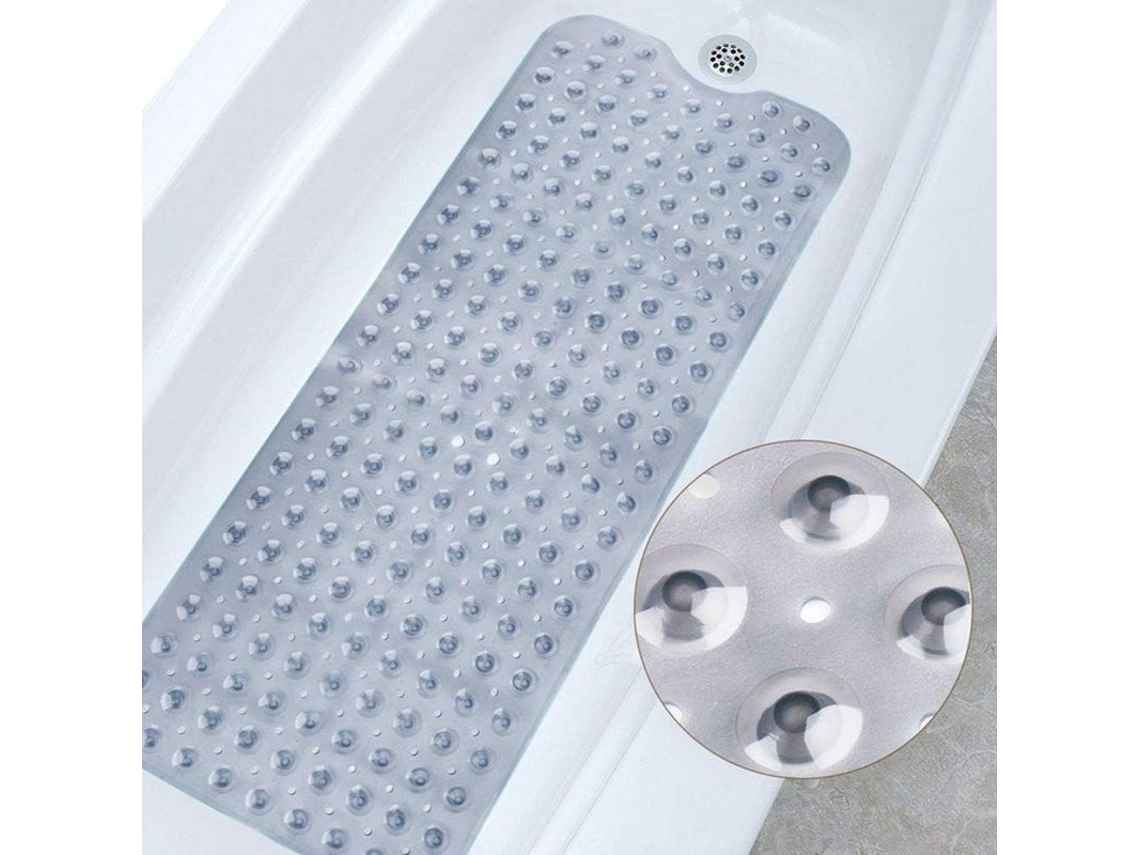 Tapete de banho Nova Line antiderrapante, lavável, ventosas, 40x100cm, cinza | S/MARCA