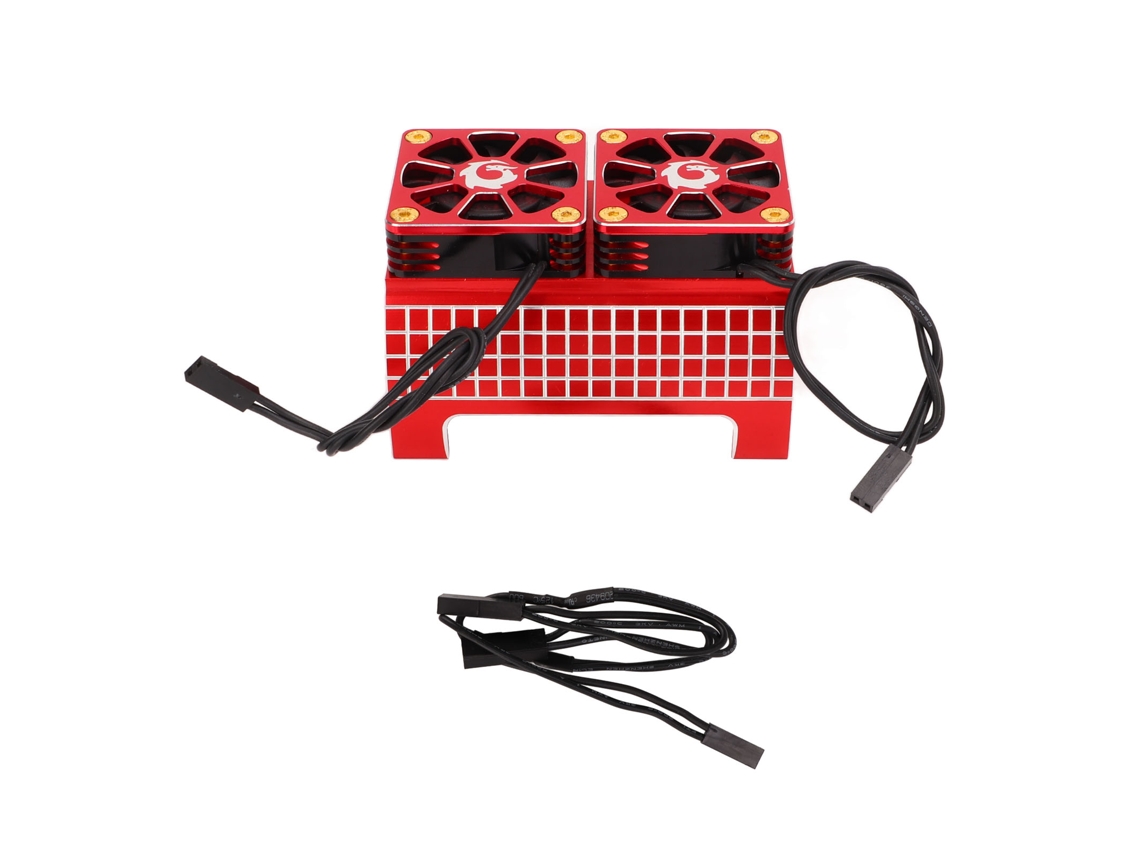 Dissipador De Calor Com Dois Coolers Para Motor Rc Alumínio 5-7.4v Acessório Para Traxxas Red 1/5