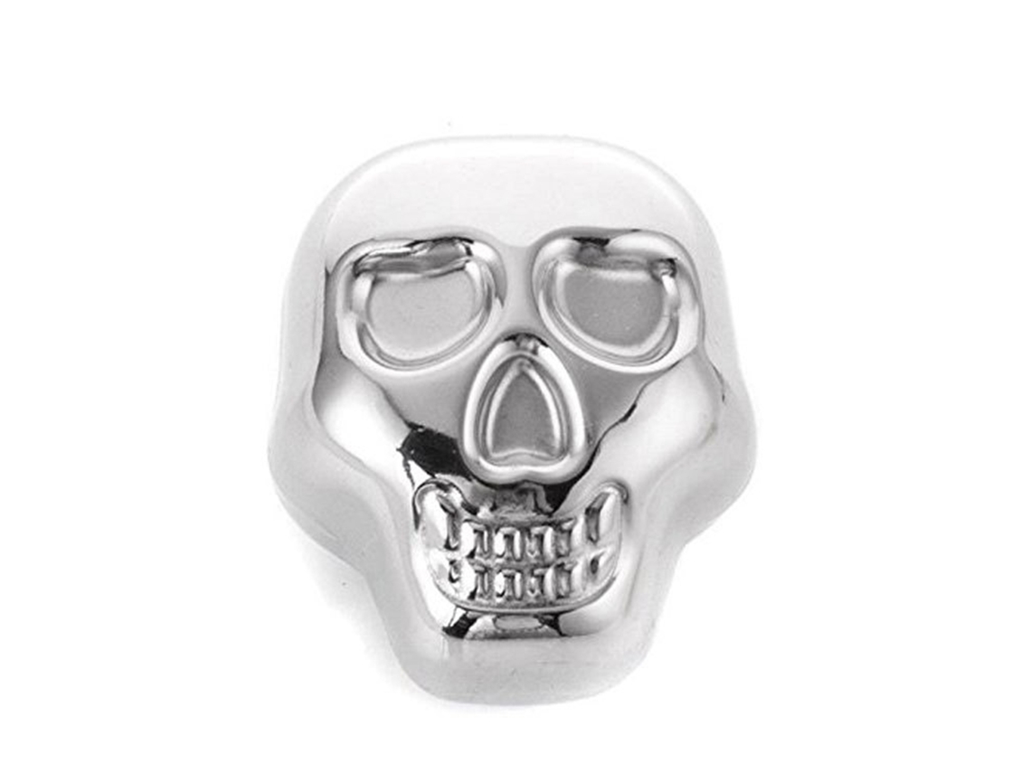 Cubo De Gelo Em Aço Inoxidável Formato Caveira Com Pinça Silicone, Pacote Com 4 Unidades