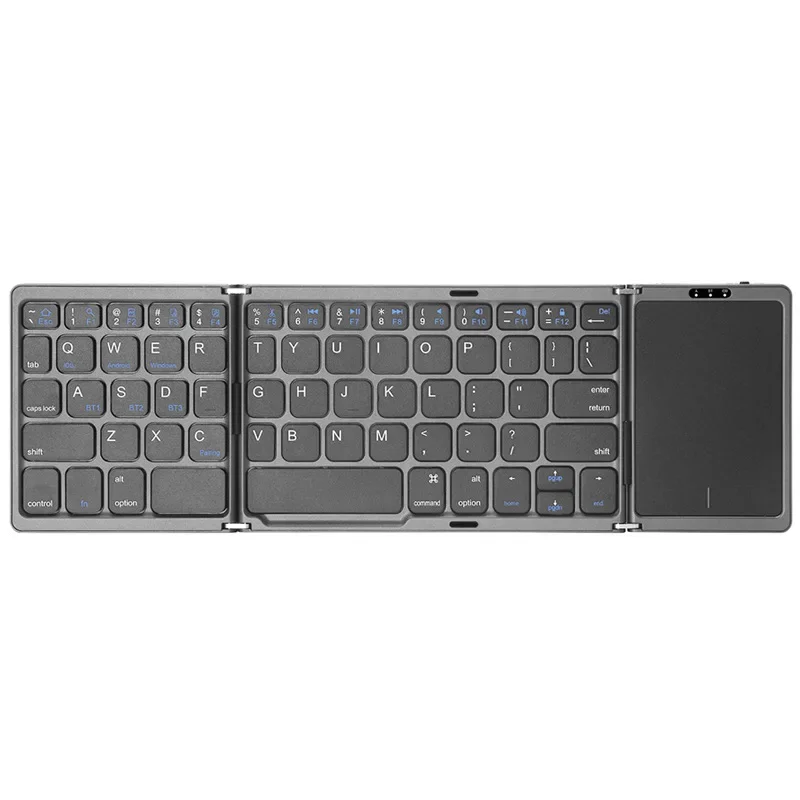 Teclado Mini Dobrável Triplo Bluetooth 5.1 para Windows, Android e Ios MDUG (touchpad em Russo e Inglês)