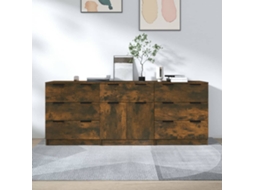 3 Pcs Aparadores Madeira Processada Cor Carvalho Fumado Lovely Home