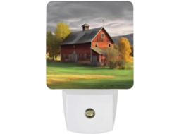 Luminária de parede com plugue, luminária tipo Celeiro, sensor crepuscular, luz LED branca, lâmpada baixa.