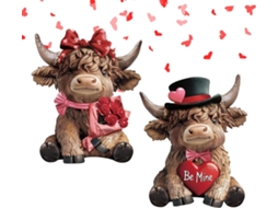 Miniaturas Vacas Casal Bezerros Resina Namorados Conjunto 2 Estátuas Animais Ambientes Externos Casamento GOKOCO
