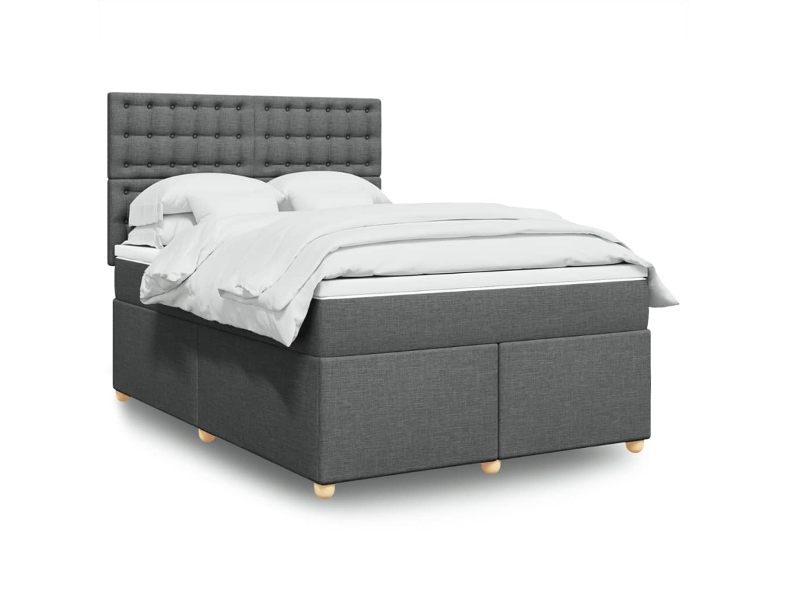Vidaxl Cama com Molas/colchão 140x190 Cm Tecido Cinzento escuro