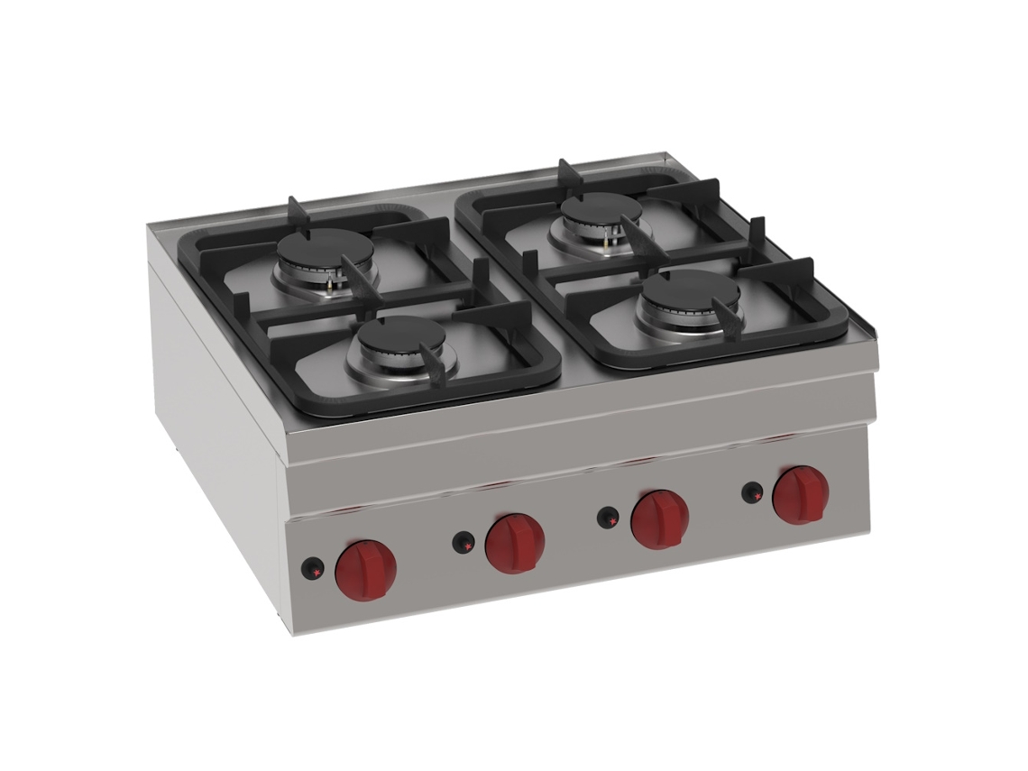 Fogão A Gás 4 Fogos De Bancada 700x600x280 Mm 13,2 Kw 33200311 Eurast