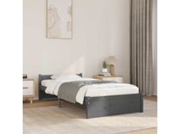 Vidaxl Estrutura Cama Pequena Solteiro 75x190 Cm Madeira Maciça Cinza