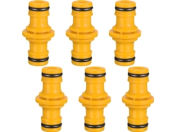 6 Conectores Duplos Macho Para Juntar Mangueira De Jardim (amarelo) - Diâmetro 16mm
