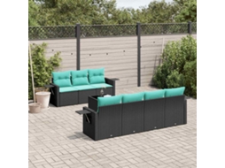 Vidaxl Conjunto De Sofá De Jardim Com 8 Peças E Almofadas Em Rattan Sintético Preto
