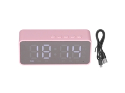Relógio Despertador Bluetooth 5.0, Multifuncional, Mp3 Player, Carregável, para Escritório, Rosa, G50 | S/MARCA