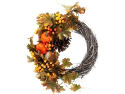 Guirnalda De Hojas De Arce Artificial 38cm Con Calabazas Y Frutos Para Decoración De Otoño