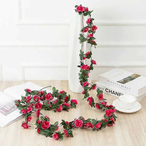 Guirlanda de Peônias Artificiais de 2, 5 M com 45 Flores, para Casamentos, Tetos e Paredes, em Diversas Cores e Rosas AQUAFORGE