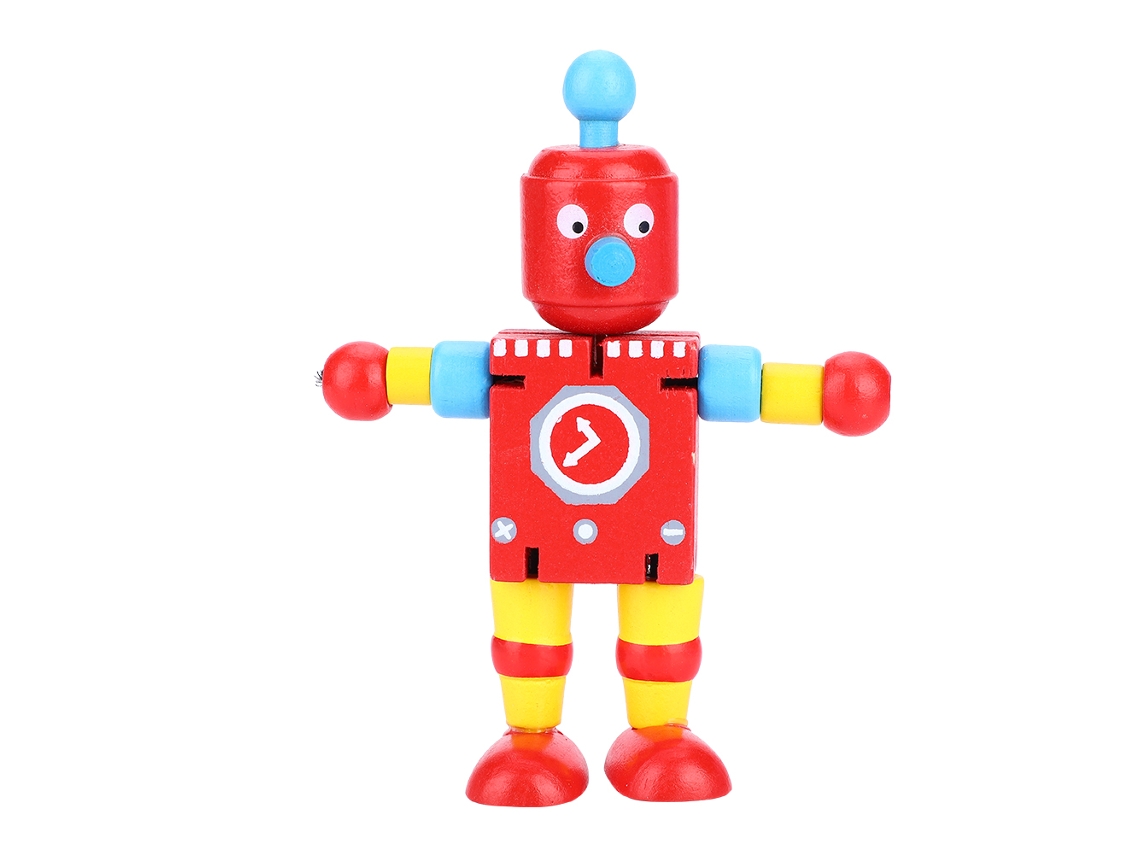 Mali brinquedo de Robô de Madeira Fofo para Crianças com Aprendizagem e Educação (vermelho)