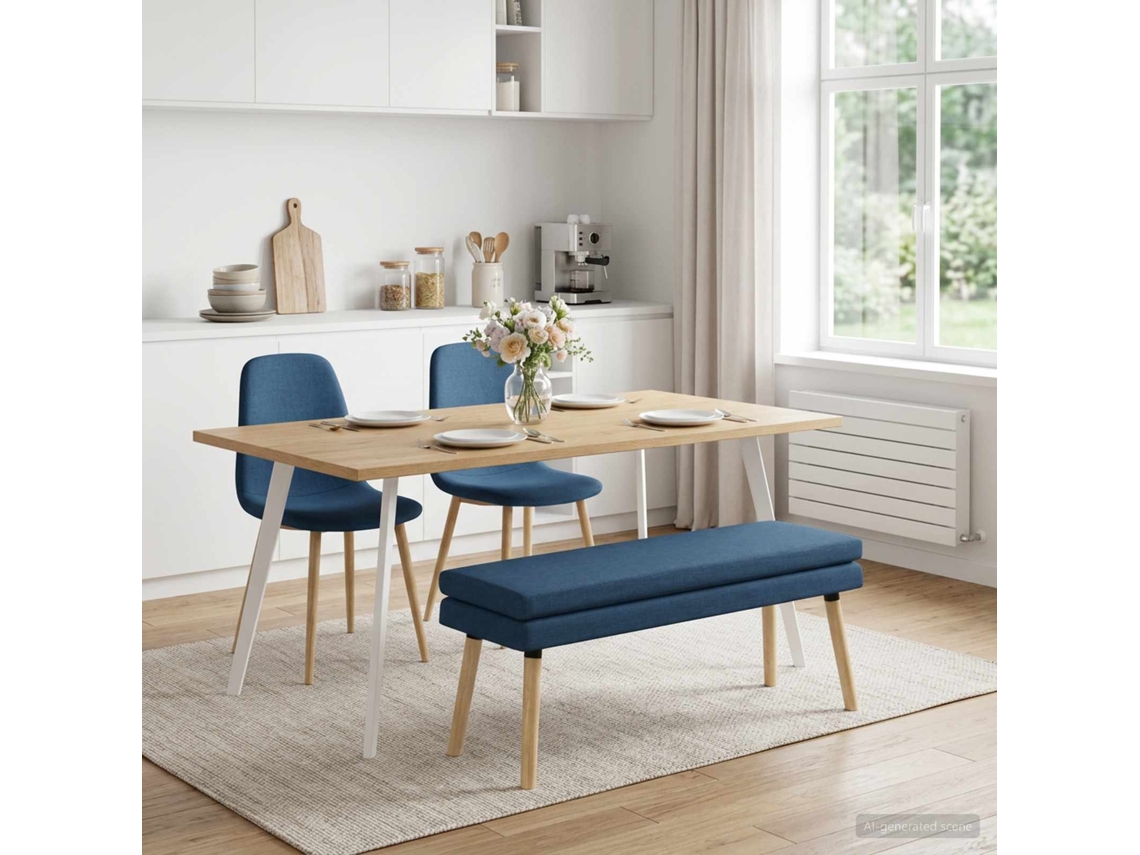 Vidaxl Banco De Camadas Duplas Azul 110 X 40 X 47 Cm Tecido