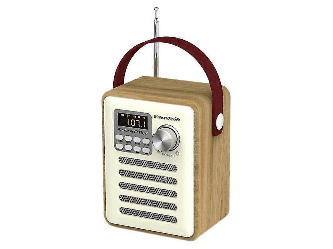 Rádio Fm Retrô De Madeira Com Alça E Alto Falante Bluetooth. Olysi Shop