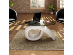 Vidaxl Mesa De Centro Com Tampo Oval De Vidro, Branco Brilhante