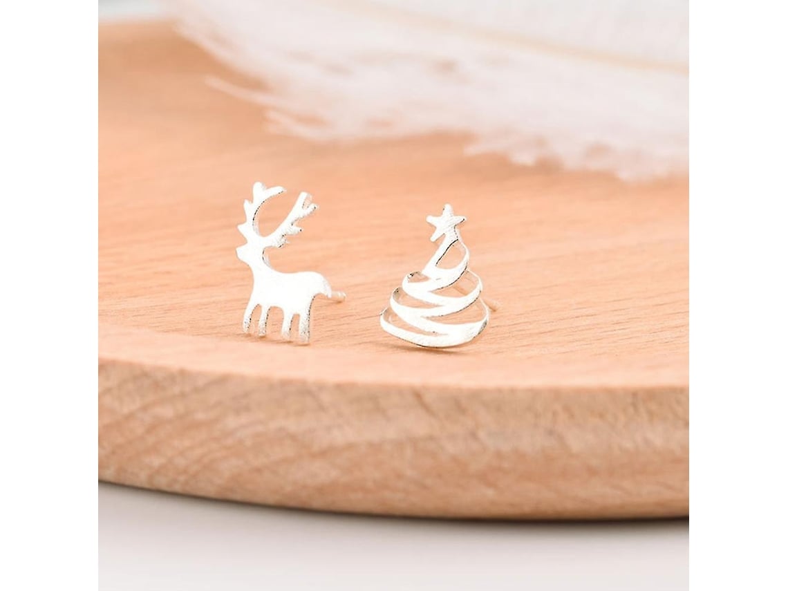 Brincos Assimétricos De Árvore De Natal, Prata, Par