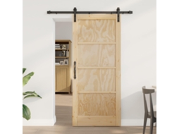 Vidaxl Porta Deslizante Natural 86 X 198,5 Cm Madeira De Pinho Maciça