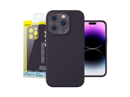 Capa De Sílica Líquida Baseus Para Iphone 14 Pro Conjunto 3 Em 1 De Vidro Temperado