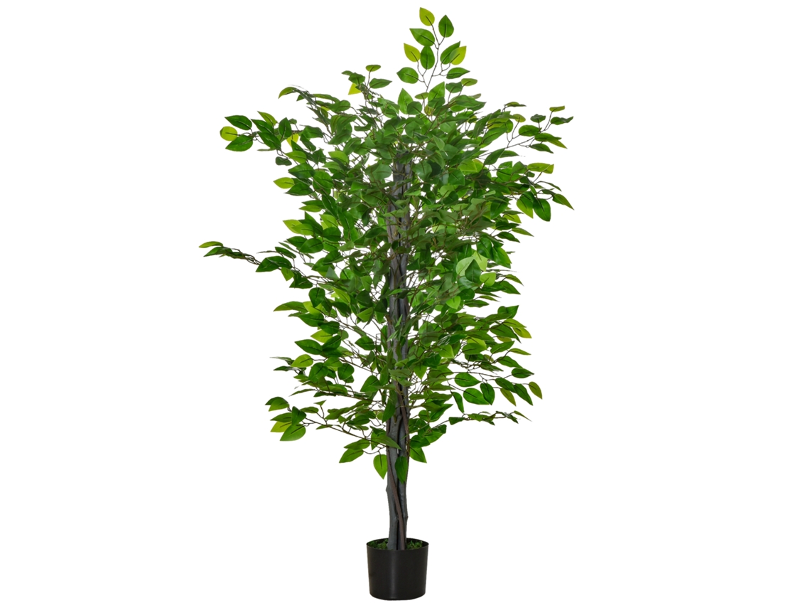 Árvore Artificial Ficus 1,35m com Tronco,galhos,lianas,líquen e Folhas Realistas vaso Incluso BTFORUS