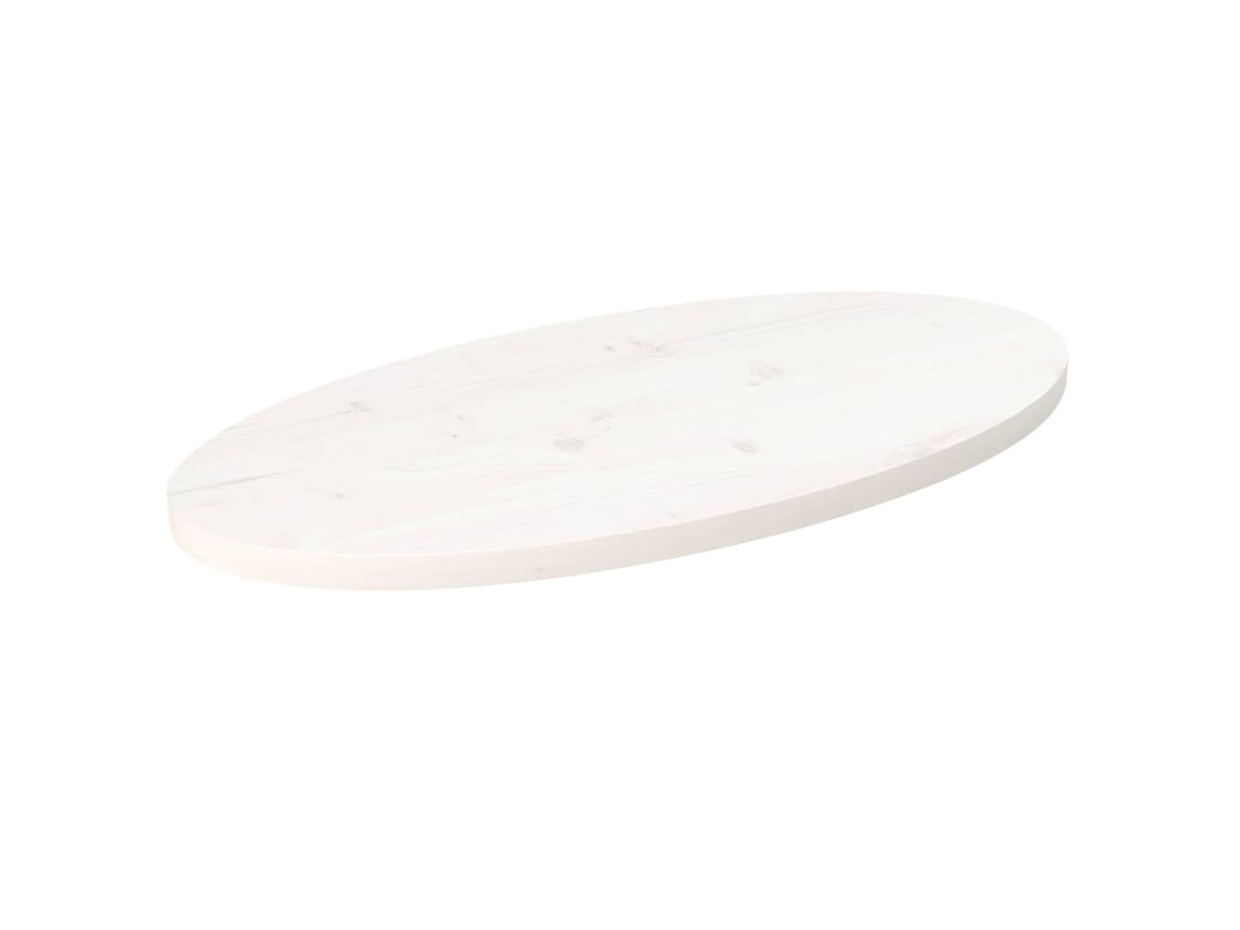 Vidaxl Tampo De Mesa Oval 70x35x2,5 Cm Pinho Maciço Branco