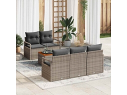 Vidaxl Conjunto de Sofá de Jardim com Almofada 6 Pcs Cinzeto Vime Pe