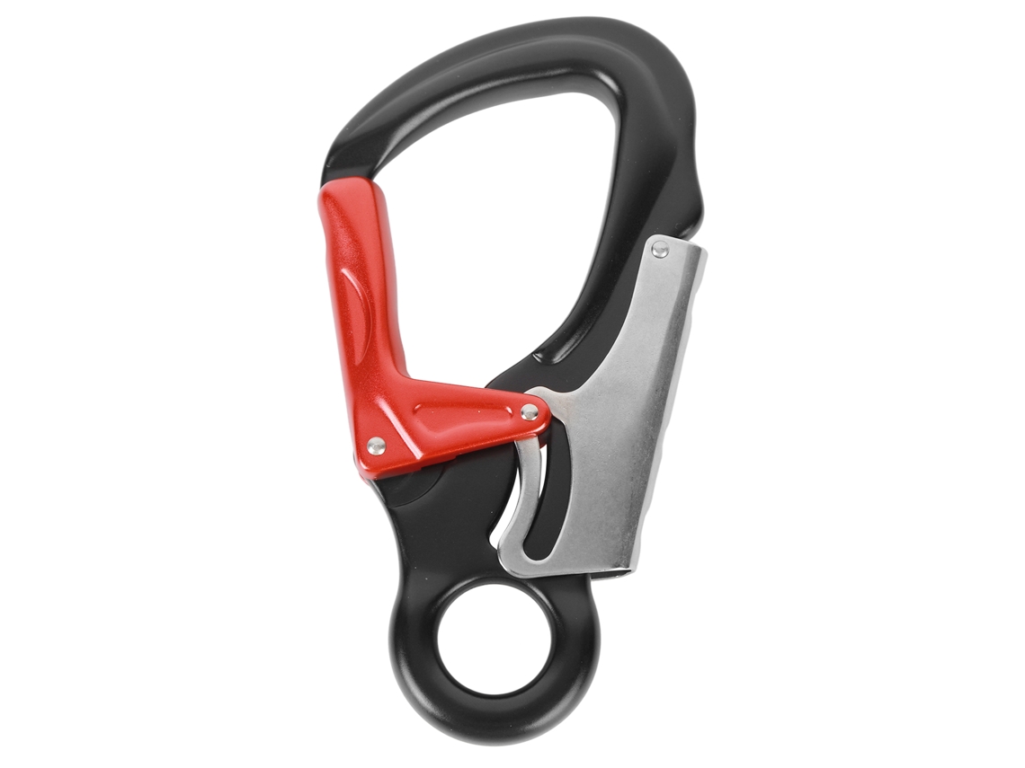 Mosquetão de Escalada 35kn D Forma Preto Vermelho