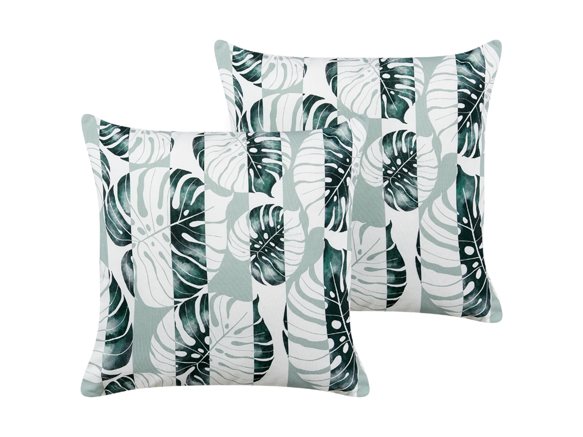 Conjunto De 2 Almofadas De Exterior Beliani Termini De Poliéster Verde 45x45x10