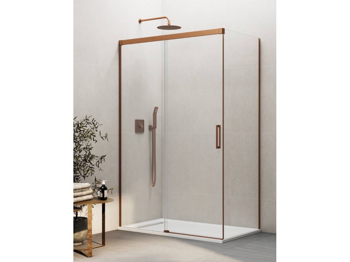 Cabine de Duche Thalassa 1+1 com Painel Lateral Fixo 115x100 Cm Cobre Vidro Transparente DUCHA.ES (basic)