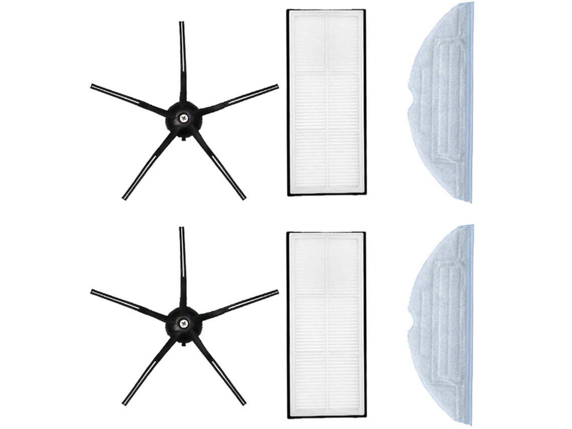 6 peças escova lateral filtro hepa panos de esfregão para xiaomi t7 t7plus s7 para roborock acessórios de aspirador de pó