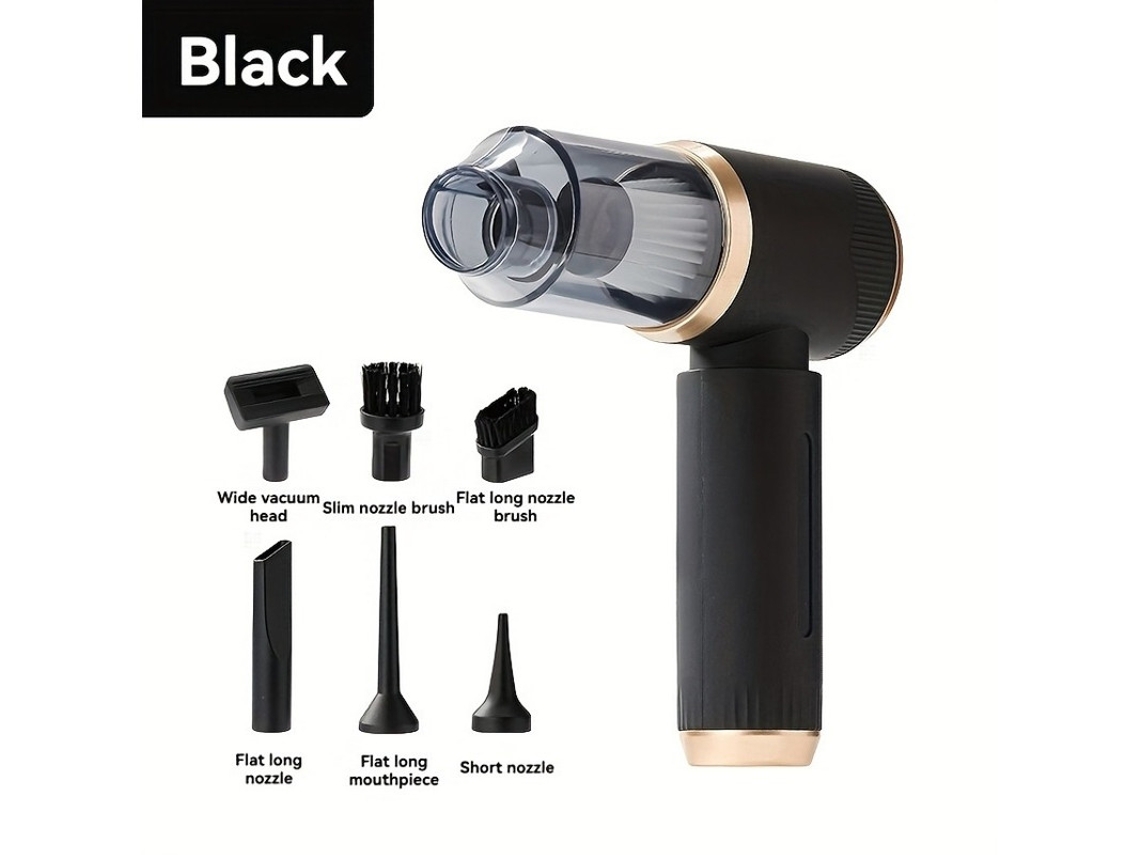 Aspirador de pó portátil Yizhood, aspirador de pó portátil com dupla sucção e potência de sopro, recarregável por USB, preto