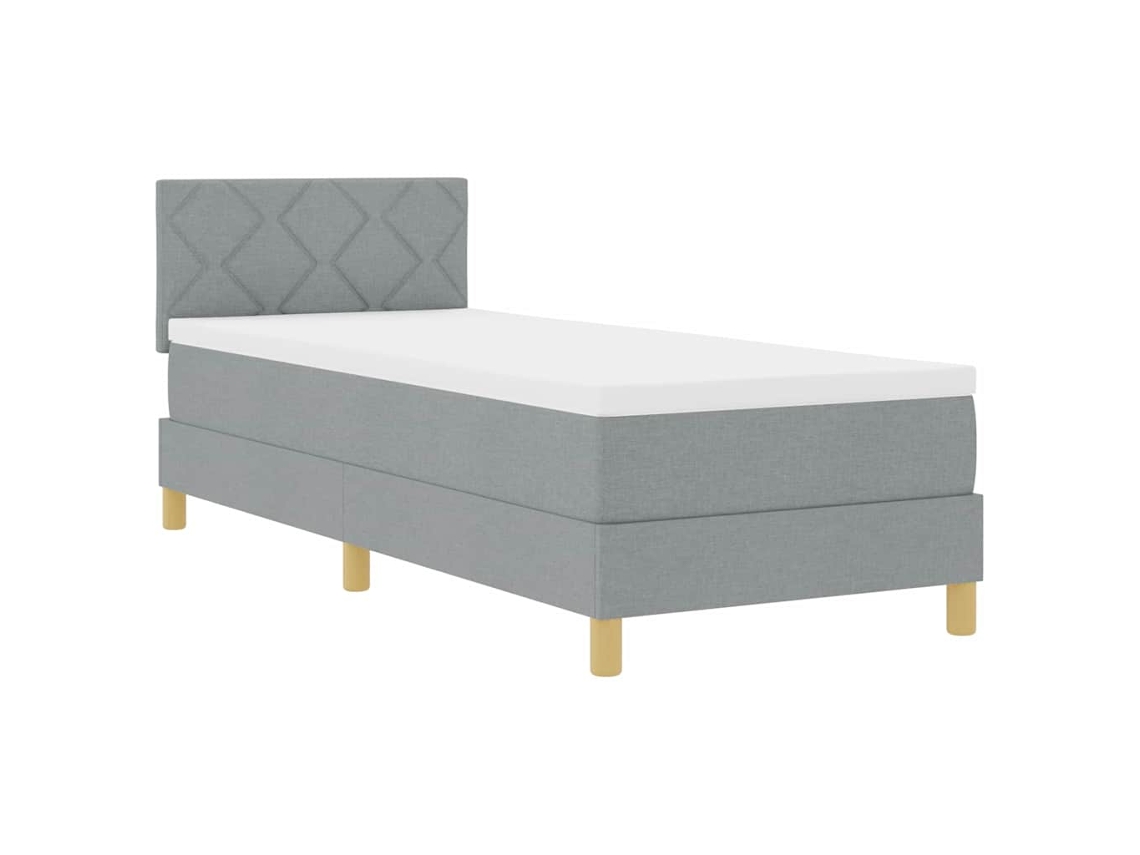 Cama De Solteiro | Camas Para Quarto | Cama Box Spring Led Com Led Cinzento-claro 80 X 200 Cm Tecido
