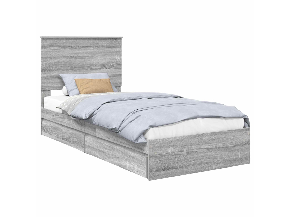 Cama com Armazenamento Cinza Sonoma 90x200 cm MAISON EXCLUSIVE