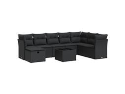 Conjunto de 9 Sofás para Jardim com Almofadões Vime Pe Preto MAISON EXCLUSIVE (N/A)