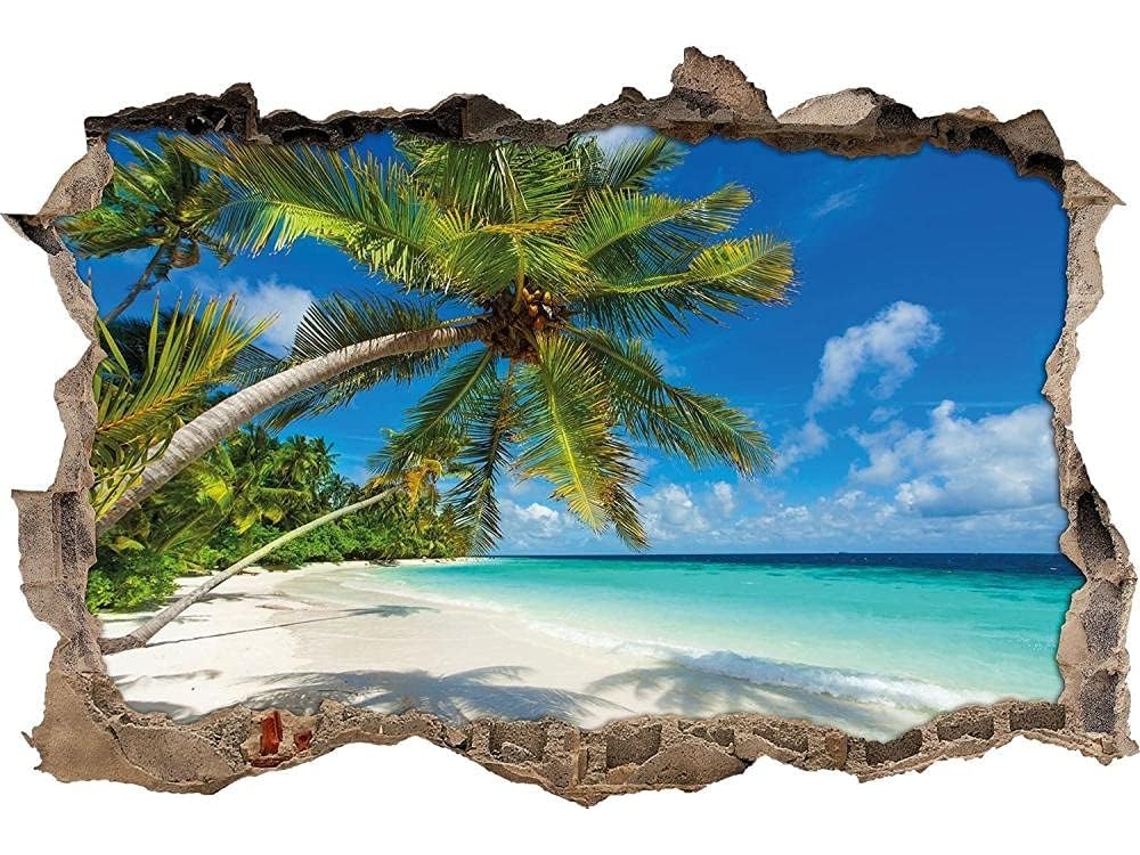 Adesivos de parede com palmeiras na praia, ideais para sala de estar, quarto, cozinha, escritório, para adultos e crianças, 62x92cm