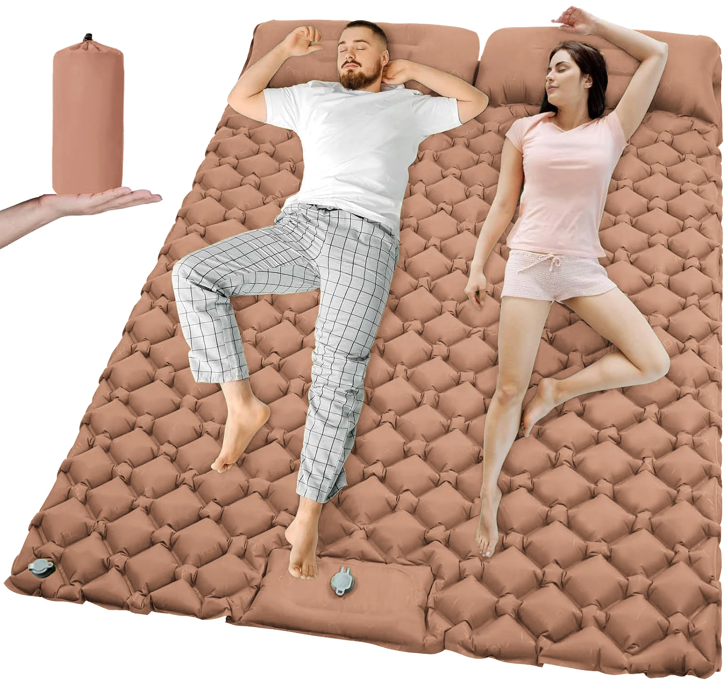 Colchão Inflável De Casal Para Camping Ao Ar Livre (amarelo Deserto), Ultraleve, Dobrável, Para Dormir.