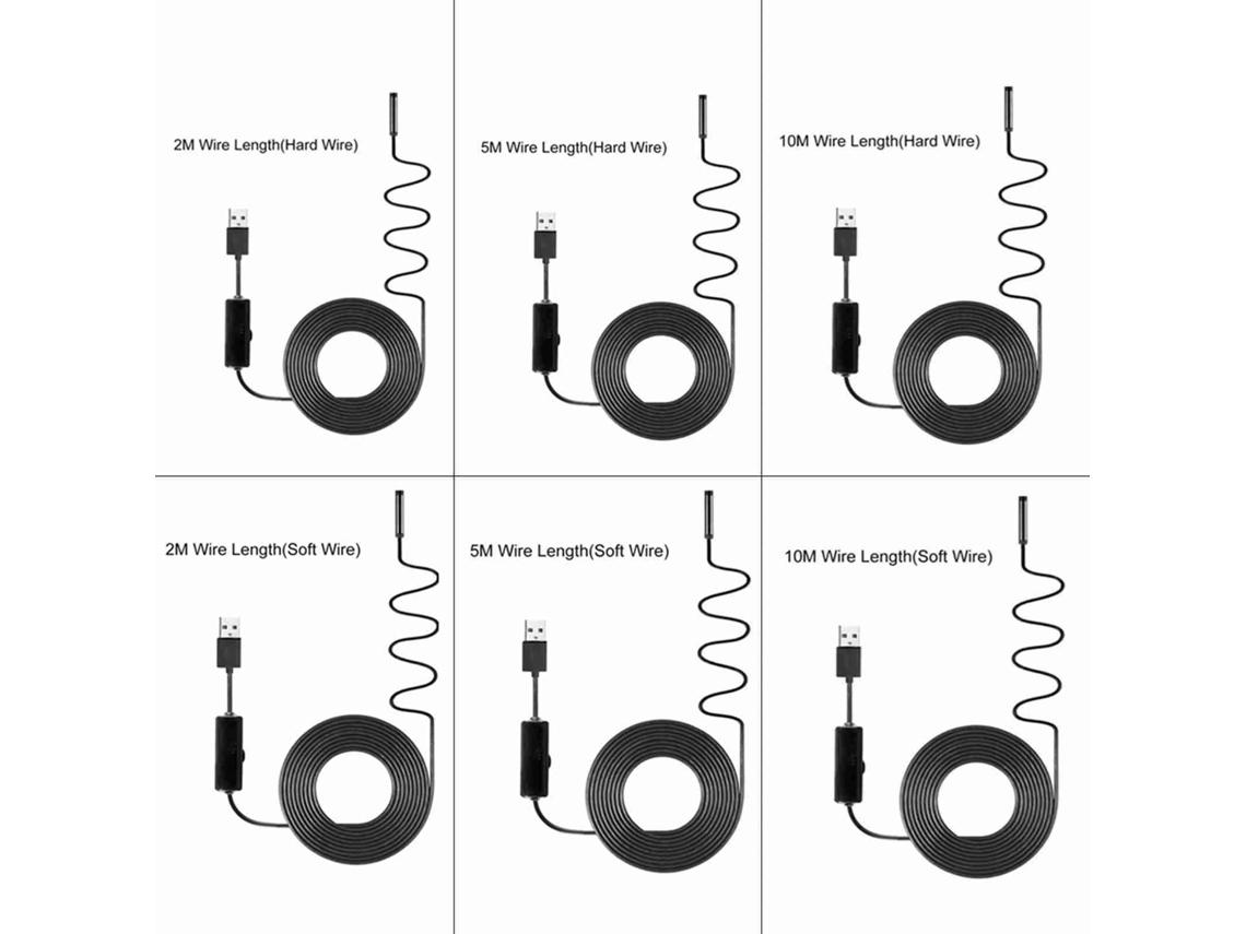 Endoscópio industrial borescope com 8 leds usb ip67 | S/MARCA